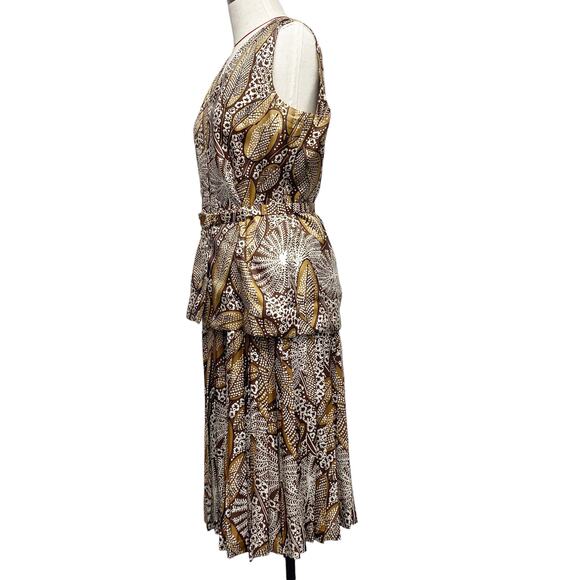 Vintage Ruth McCulloch Womens Size 14 Brown Printed 4 Piece Skirt Set - Picture 4 of 16